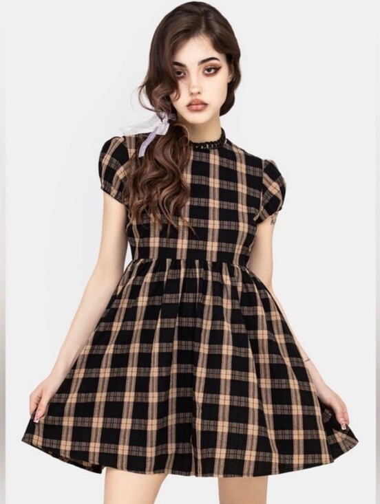 Disturbia Dresses & Skirts - Disturbia Backspace Check Mini Skater Dress